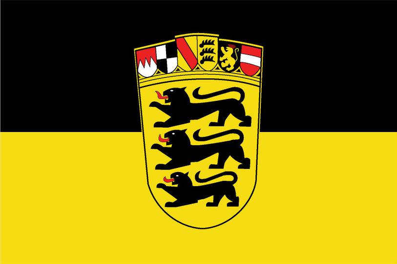 Landesflagge von Baden-Wuerttemberg mit Wappen