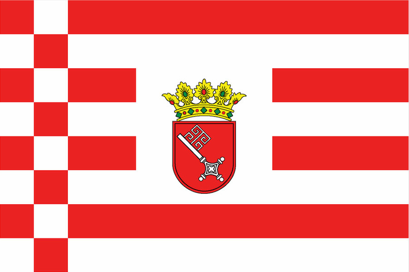 Landesflagge von Bremen mit Wappen