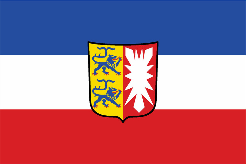 Landesflagge von Schleswig-Holstein mit Wappen